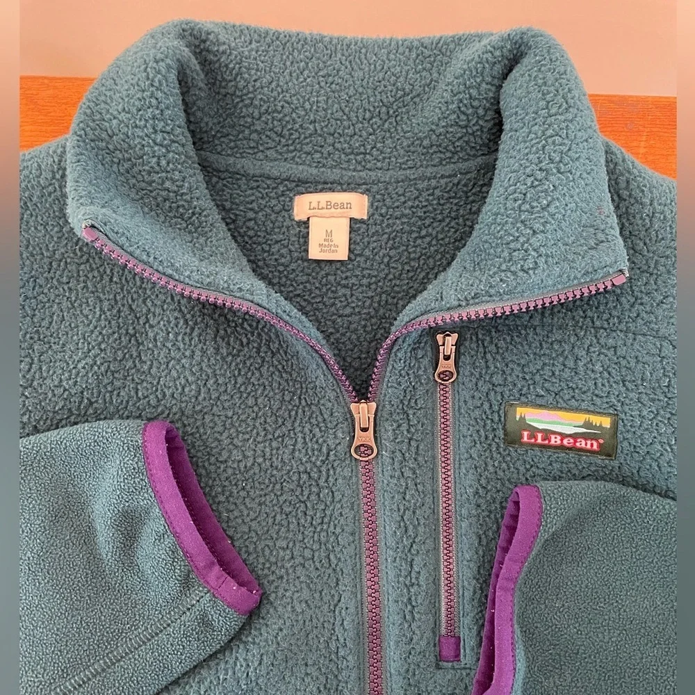LL Bean Katahdin Fleece Jacket Women's Sz M 1/2 Zip Pullover Polartec Green